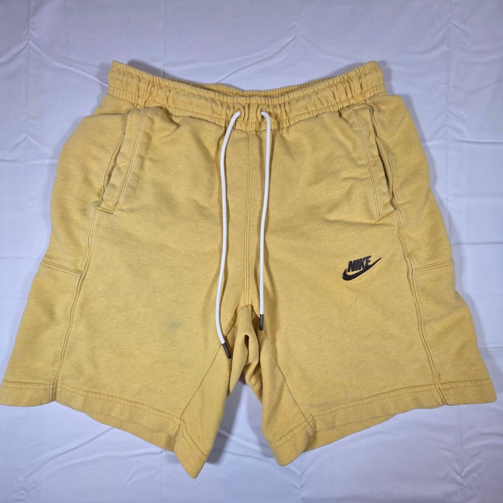 Nike Sportswear Men Fleece Shorts Yellow Heather Drawstring DA0688-761 Size M